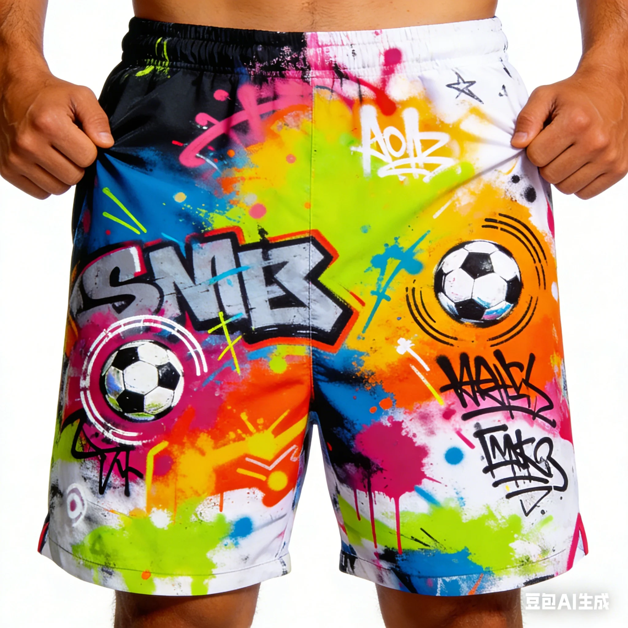 2026 Summer New Printed Football Graffiti Sports Shorts, Adult and Children's Plus Size Trendy Quick Drying Sports Pants