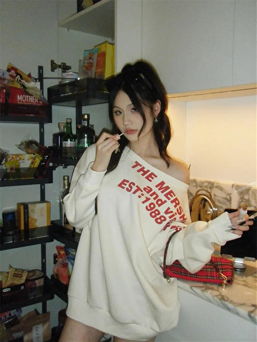 Y2k Sexy Oversize T shirt Women Streetwear Print Long sleeve Basic Top Lady Fall 2025 Winter Korean Fashion Oversized Tees Shirt