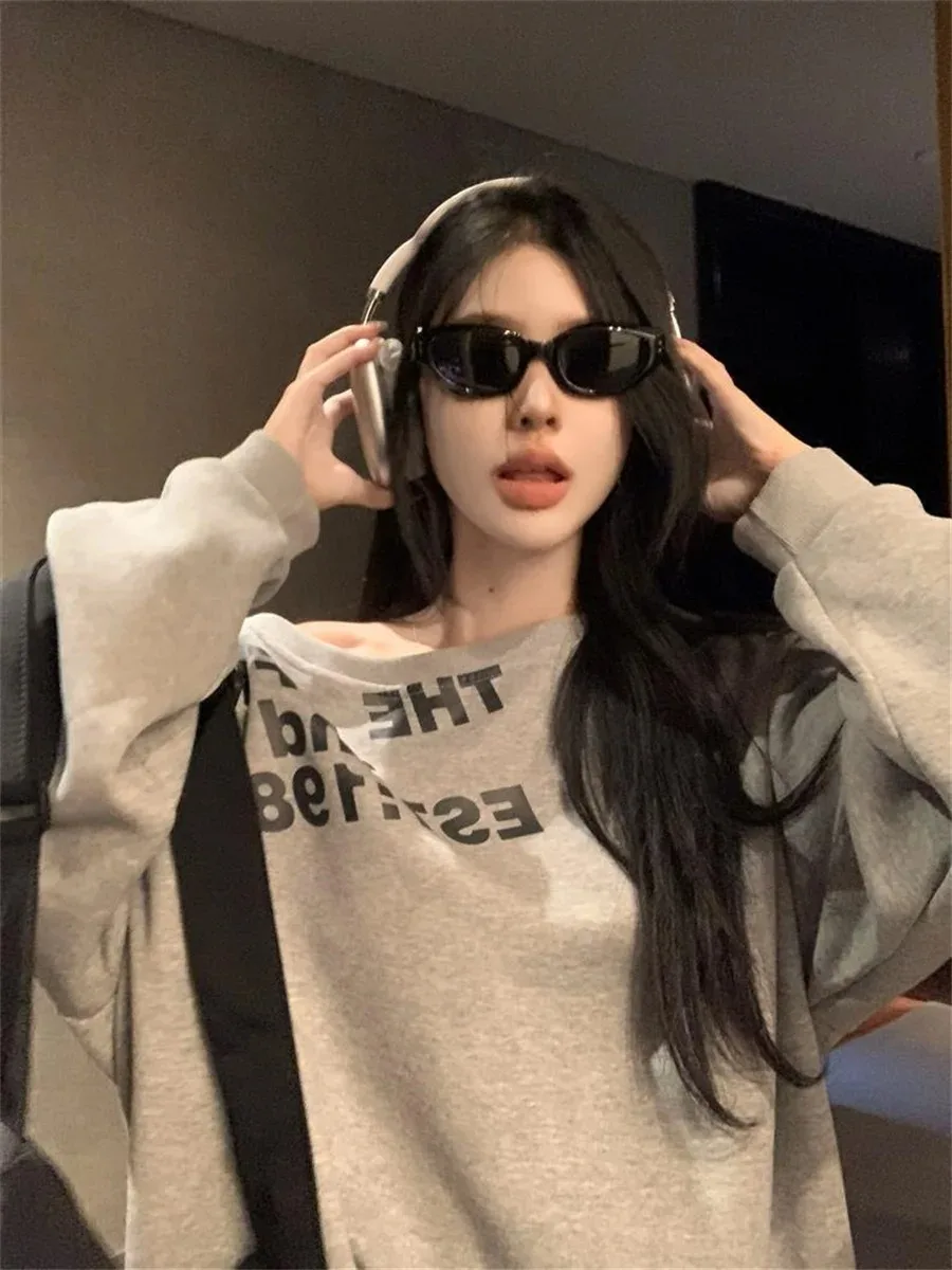 Y2k Sexy Oversize T shirt Women Streetwear Print Long sleeve Basic Top Lady Fall 2025 Winter Korean Fashion Oversized Tees Shirt