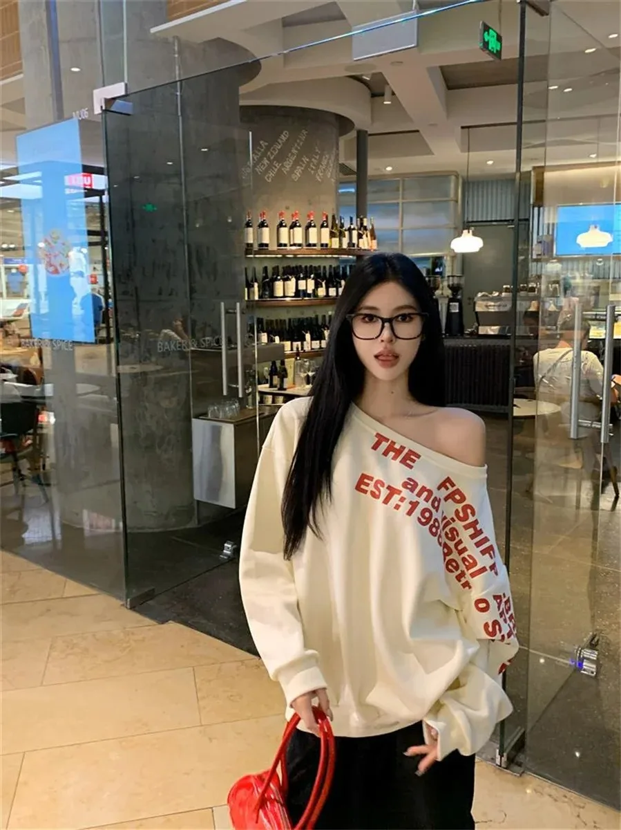 Y2k Sexy Oversize T shirt Women Streetwear Print Long sleeve Basic Top Lady Fall 2025 Winter Korean Fashion Oversized Tees Shirt