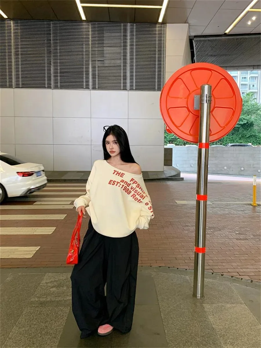 Y2k Sexy Oversize T shirt Women Streetwear Print Long sleeve Basic Top Lady Fall 2025 Winter Korean Fashion Oversized Tees Shirt