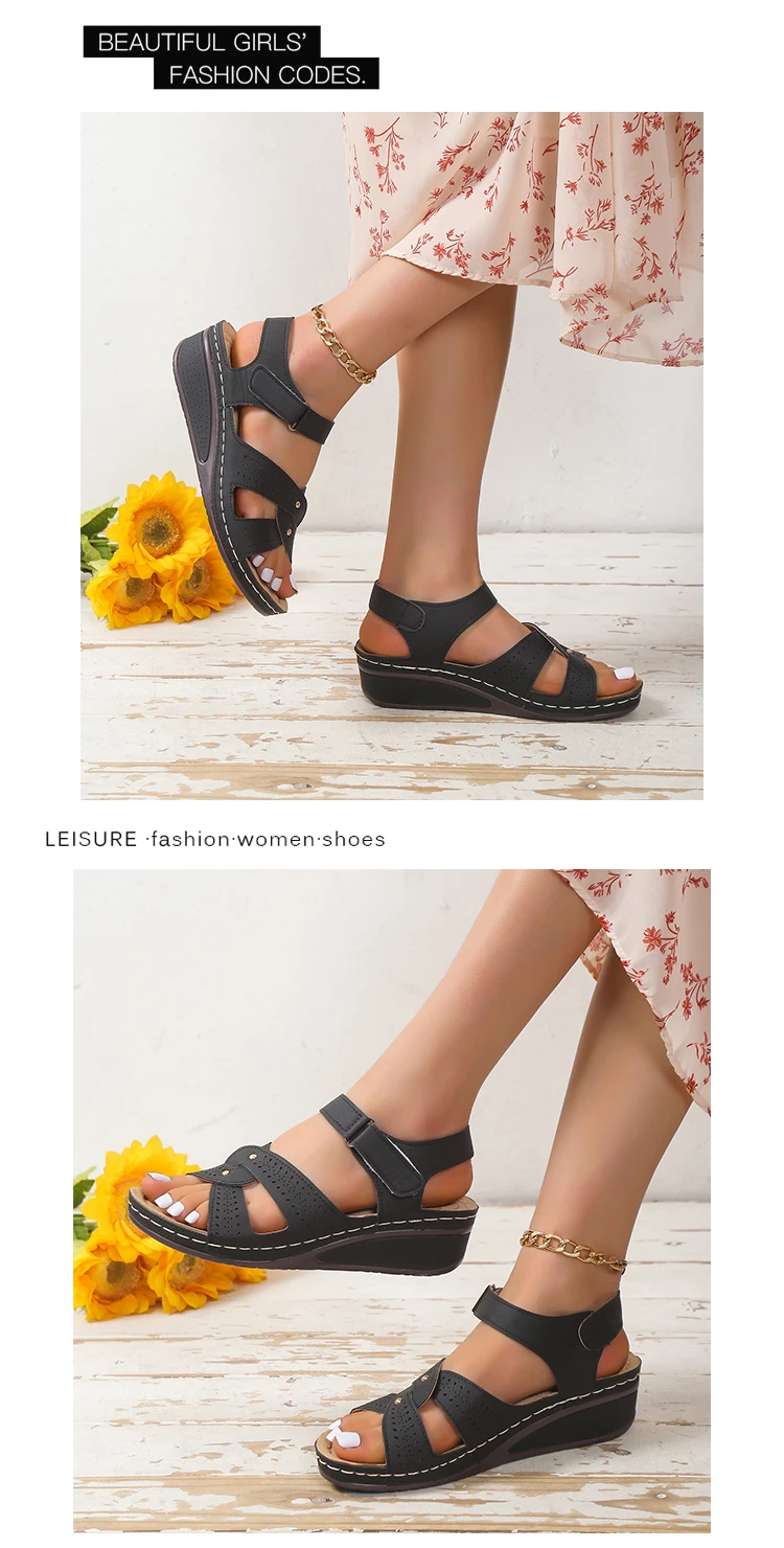 2026 New Women Fashion Wedge Sandals Summer Casual Platform Walking Sandalias Mujer Comfortable Non Slip Beach Shoes Female