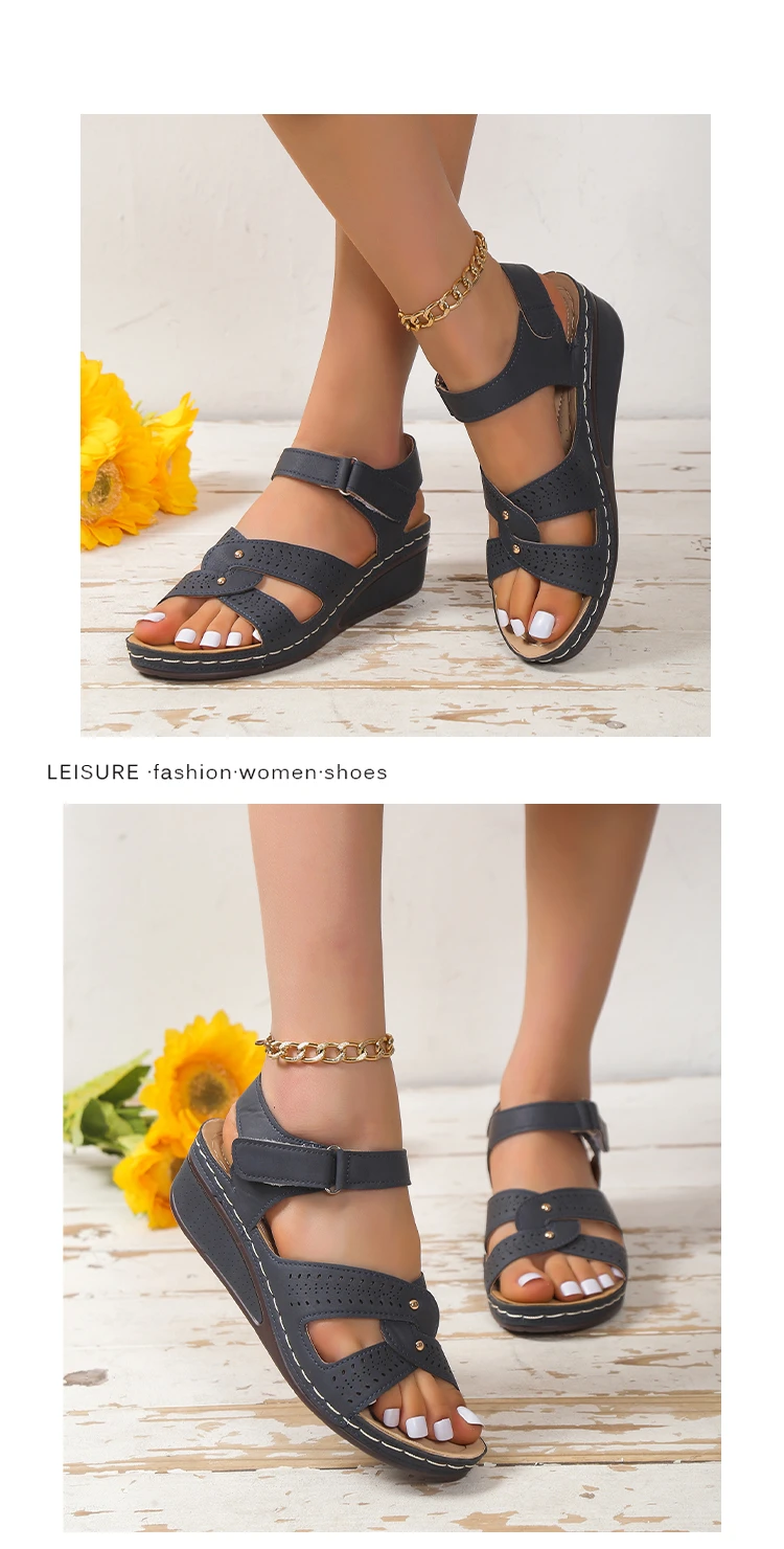 2026 New Women Fashion Wedge Sandals Summer Casual Platform Walking Sandalias Mujer Comfortable Non Slip Beach Shoes Female