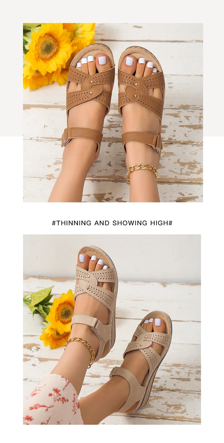 2026 New Women Fashion Wedge Sandals Summer Casual Platform Walking Sandalias Mujer Comfortable Non Slip Beach Shoes Female