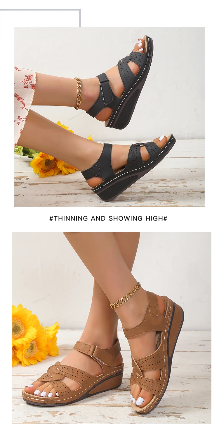 2026 New Women Fashion Wedge Sandals Summer Casual Platform Walking Sandalias Mujer Comfortable Non Slip Beach Shoes Female