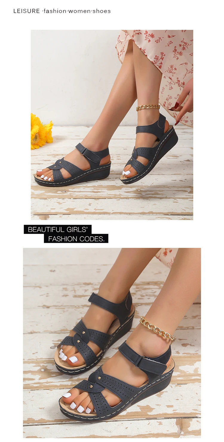 2026 New Women Fashion Wedge Sandals Summer Casual Platform Walking Sandalias Mujer Comfortable Non Slip Beach Shoes Female