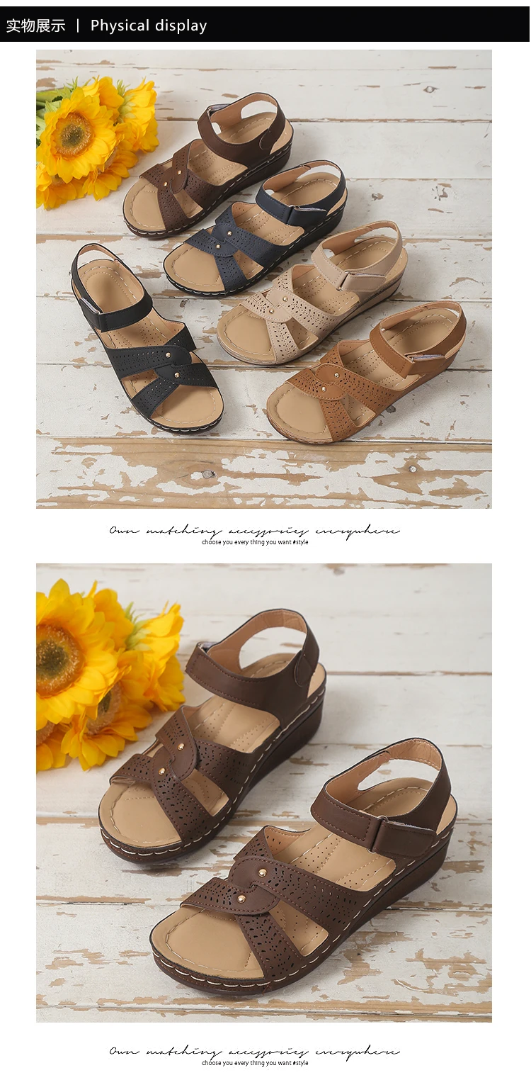 2026 New Women Fashion Wedge Sandals Summer Casual Platform Walking Sandalias Mujer Comfortable Non Slip Beach Shoes Female