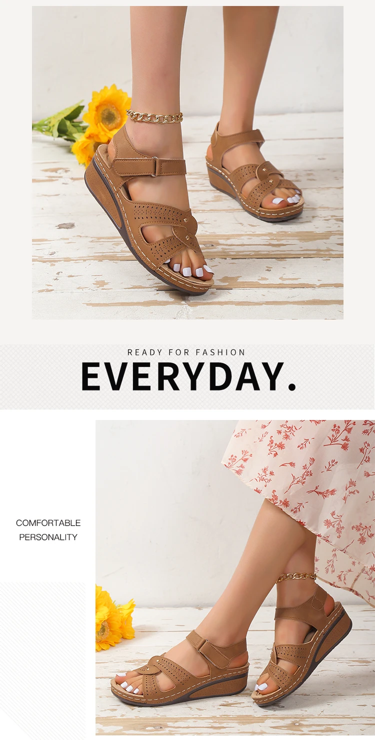 2026 New Women Fashion Wedge Sandals Summer Casual Platform Walking Sandalias Mujer Comfortable Non Slip Beach Shoes Female