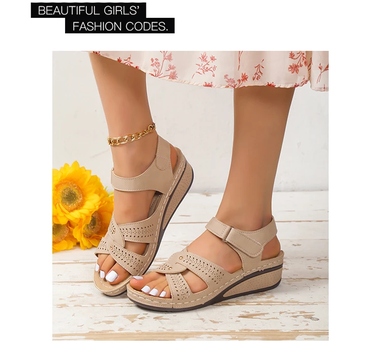 2026 New Women Fashion Wedge Sandals Summer Casual Platform Walking Sandalias Mujer Comfortable Non Slip Beach Shoes Female
