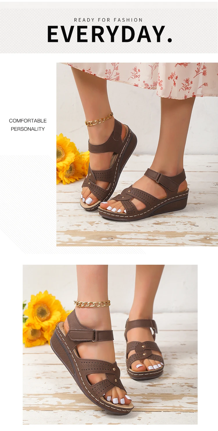 2026 New Women Fashion Wedge Sandals Summer Casual Platform Walking Sandalias Mujer Comfortable Non Slip Beach Shoes Female