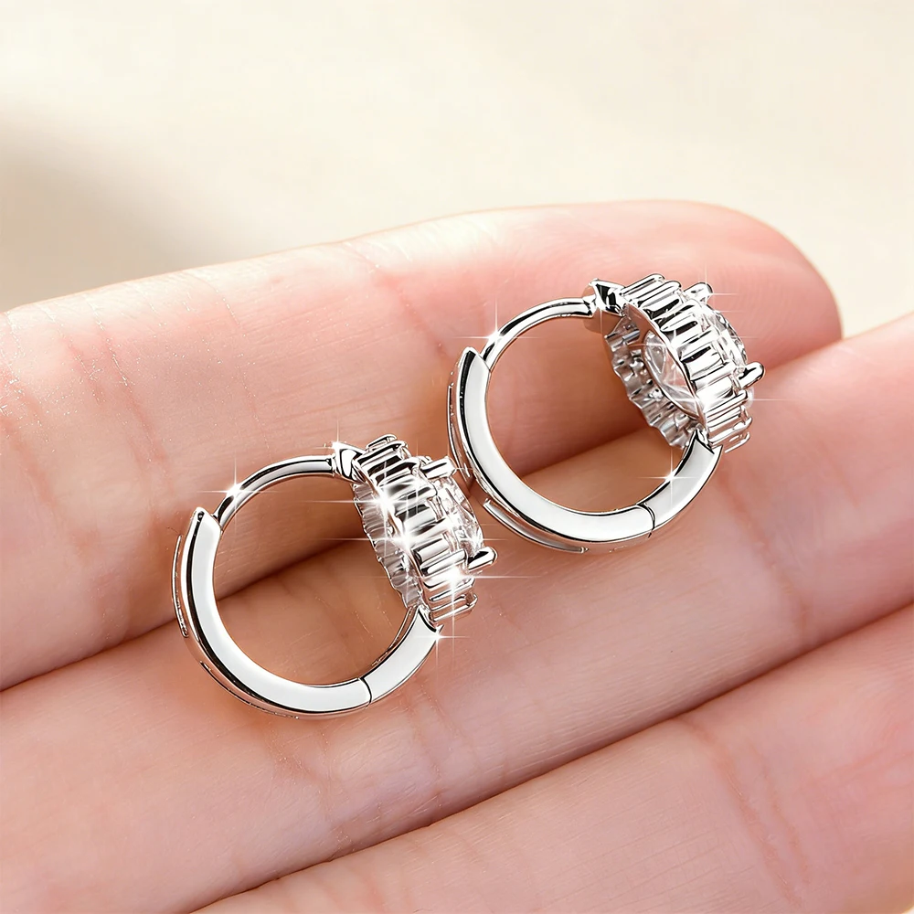 IOGOU 6.5mm 1.0carat D Moissanite Diamond Hoop Huggie Sparkling Earrings Stud for Women GRA Certified Moissanite Wedding Jewelry
