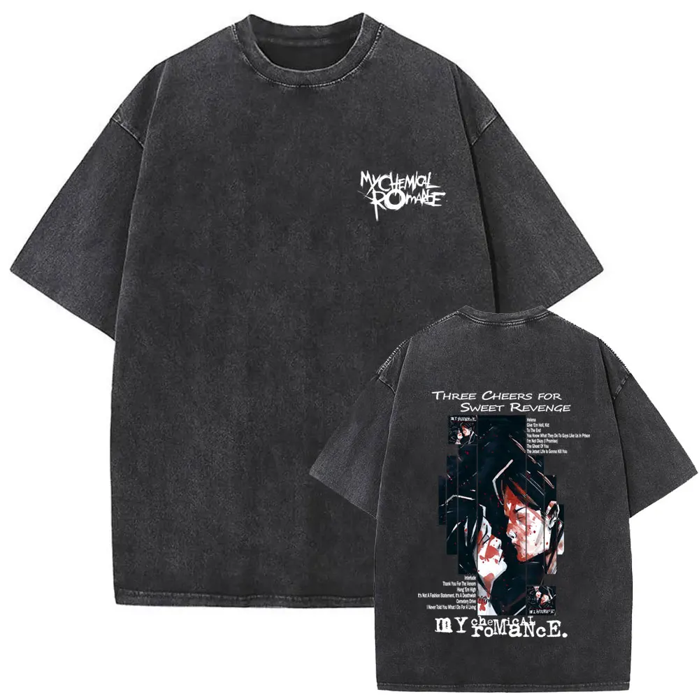 Washed Vintage My Chemical Romance Merch T Shirt The Black Parade 2026 Tour T-shirt Men Women Retro Punk Emo Rock Band T-shirts