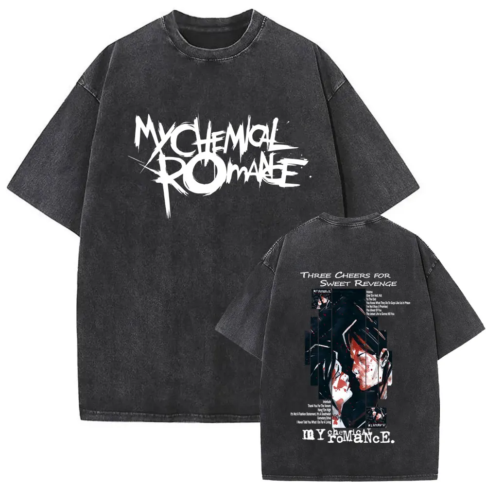 Washed Vintage My Chemical Romance Merch T Shirt The Black Parade 2026 Tour T-shirt Men Women Retro Punk Emo Rock Band T-shirts