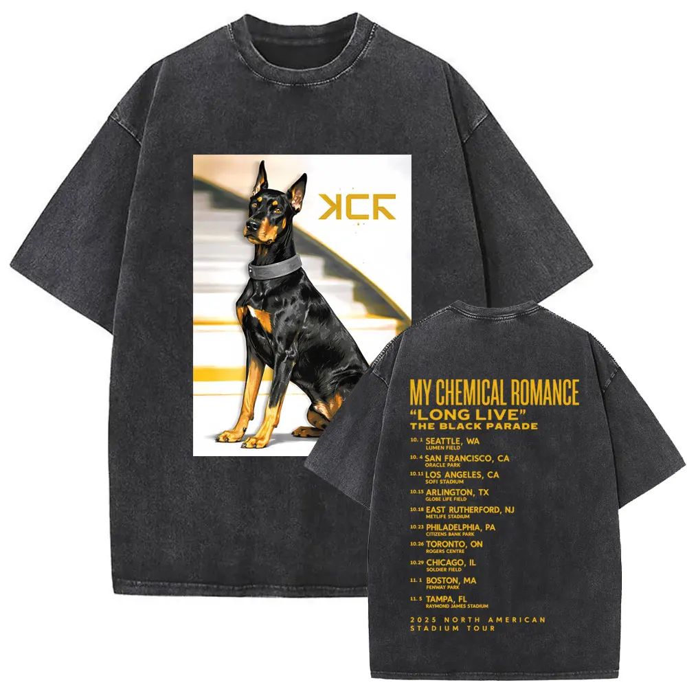Washed Vintage My Chemical Romance Merch T Shirt The Black Parade 2026 Tour T-shirt Men Women Retro Punk Emo Rock Band T-shirts
