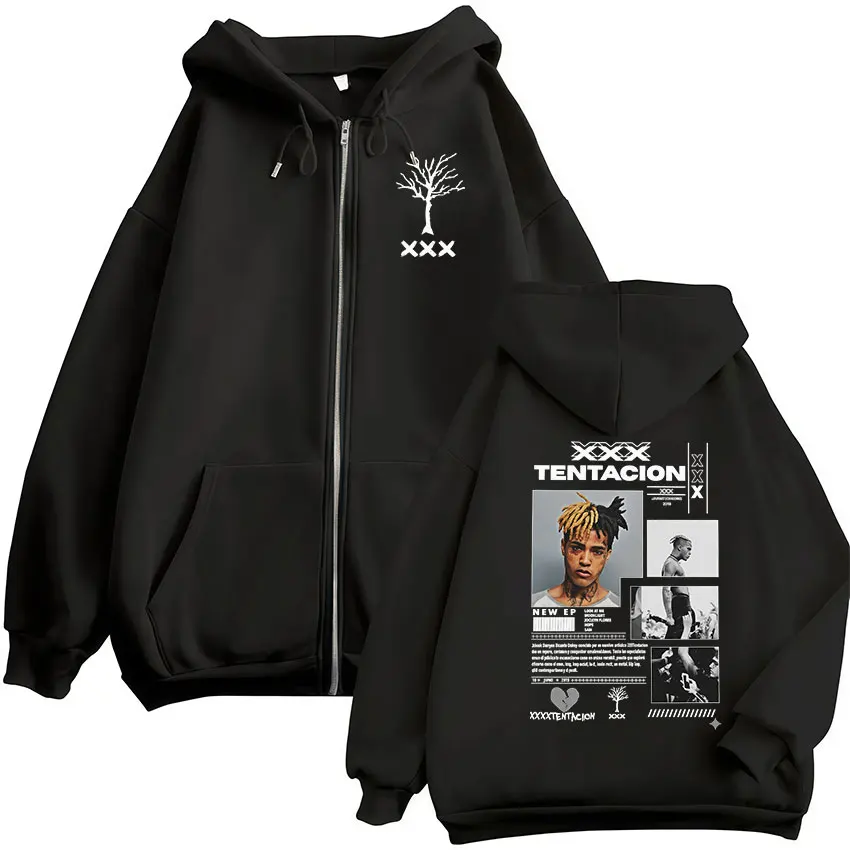 Rapper XXXTentacion Album 2026 Zip Up Hoodie Men's Gothic Fashion Fleece Pullover Sweatshirt Man Hip Hop Coats Hooded Streetwear