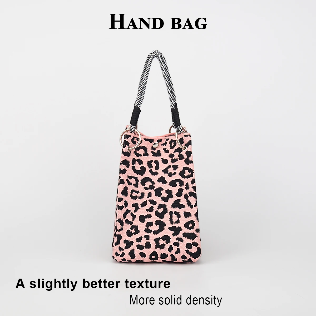 1 Piece of Vintage Leopard Print Knitted Handbag, with Snap Closure, Large Capacity for Holding Mobile Phones, Books, Water Bottles, Cosmetics, Suitable for Women for Shopping, Photography, Travel, Vacation, and Commuting, with Detachable Ring Buckle and Sturdy Multicolor Rope Handle