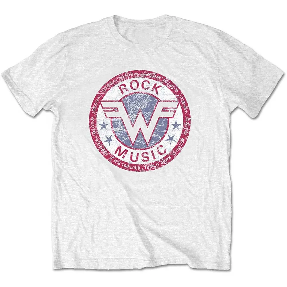 Weezer Space Globe Logo Print Cotton T-Shirt Alternative Rock Streetwear Unisex Crew Neck Short Sleeve Tee