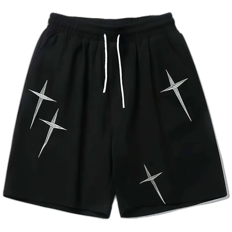 American retro high street breathable quick drying sports shorts, summer star printed men's and women's shorts, loose fit