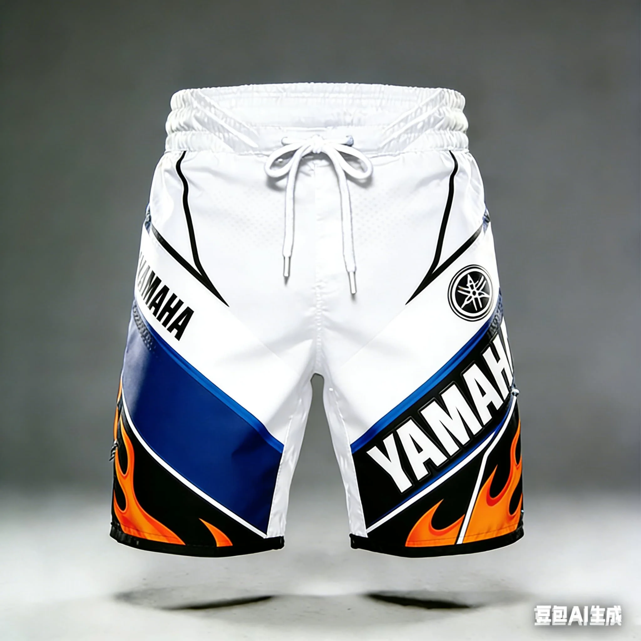 2026 Summer New Yamaha White Flame Fashion Sports Outdoor Fitness Shorts, Men Women Casual Motorcycle Riding Shorts