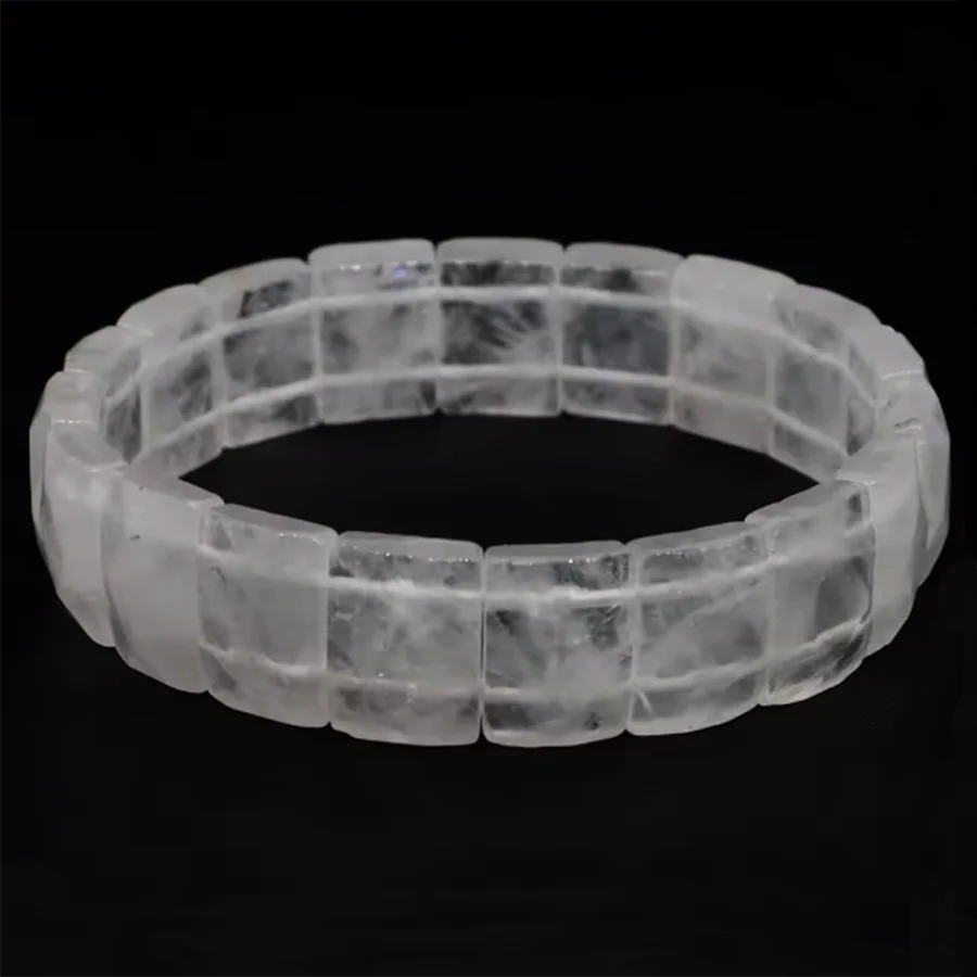Natural Healing Crystal Square Faceted Stone Bracelets For Women Amethyst Punk Gothic Retro Rectangle Stretch Bangle Men Jewelry