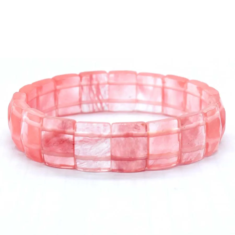 Natural Healing Crystal Square Faceted Stone Bracelets For Women Amethyst Punk Gothic Retro Rectangle Stretch Bangle Men Jewelry