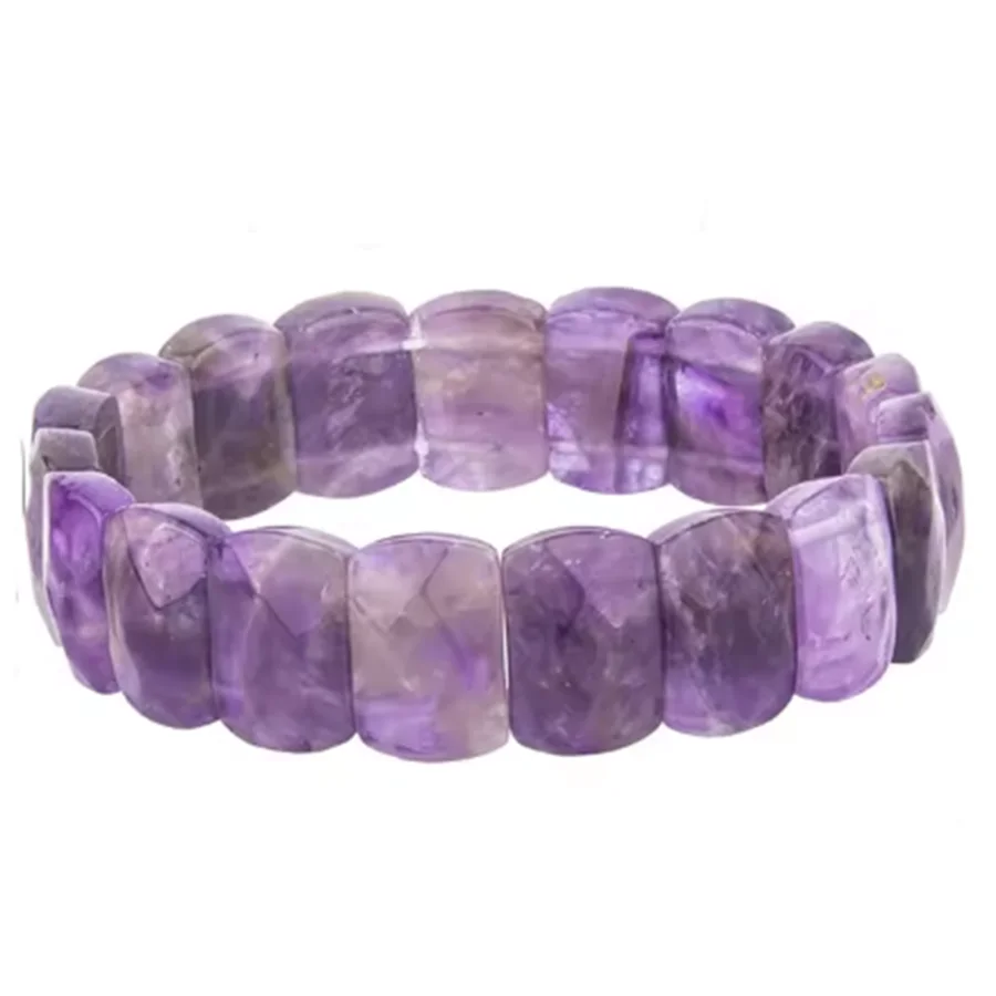 Natural Healing Crystal Square Faceted Stone Bracelets For Women Amethyst Punk Gothic Retro Rectangle Stretch Bangle Men Jewelry