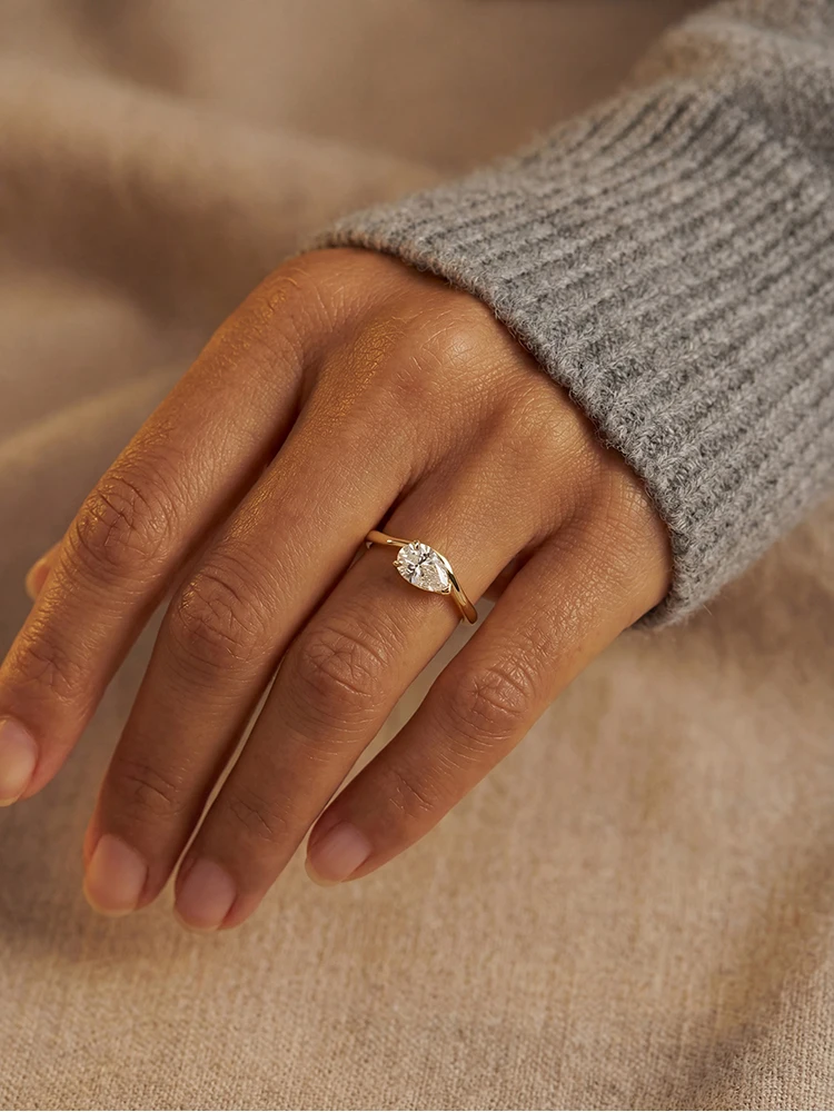 925 Sterling Silver Water-Drop Wave 6 * 9MM Zircon Ring for Women Engagement Wedding Anniversary Party High Quality Fine Jewelry