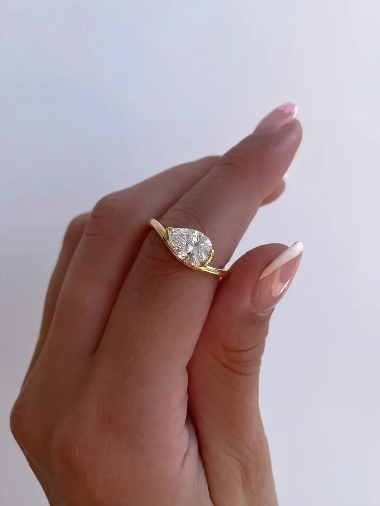 925 Sterling Silver Water-Drop Wave 6 * 9MM Zircon Ring for Women Engagement Wedding Anniversary Party High Quality Fine Jewelry