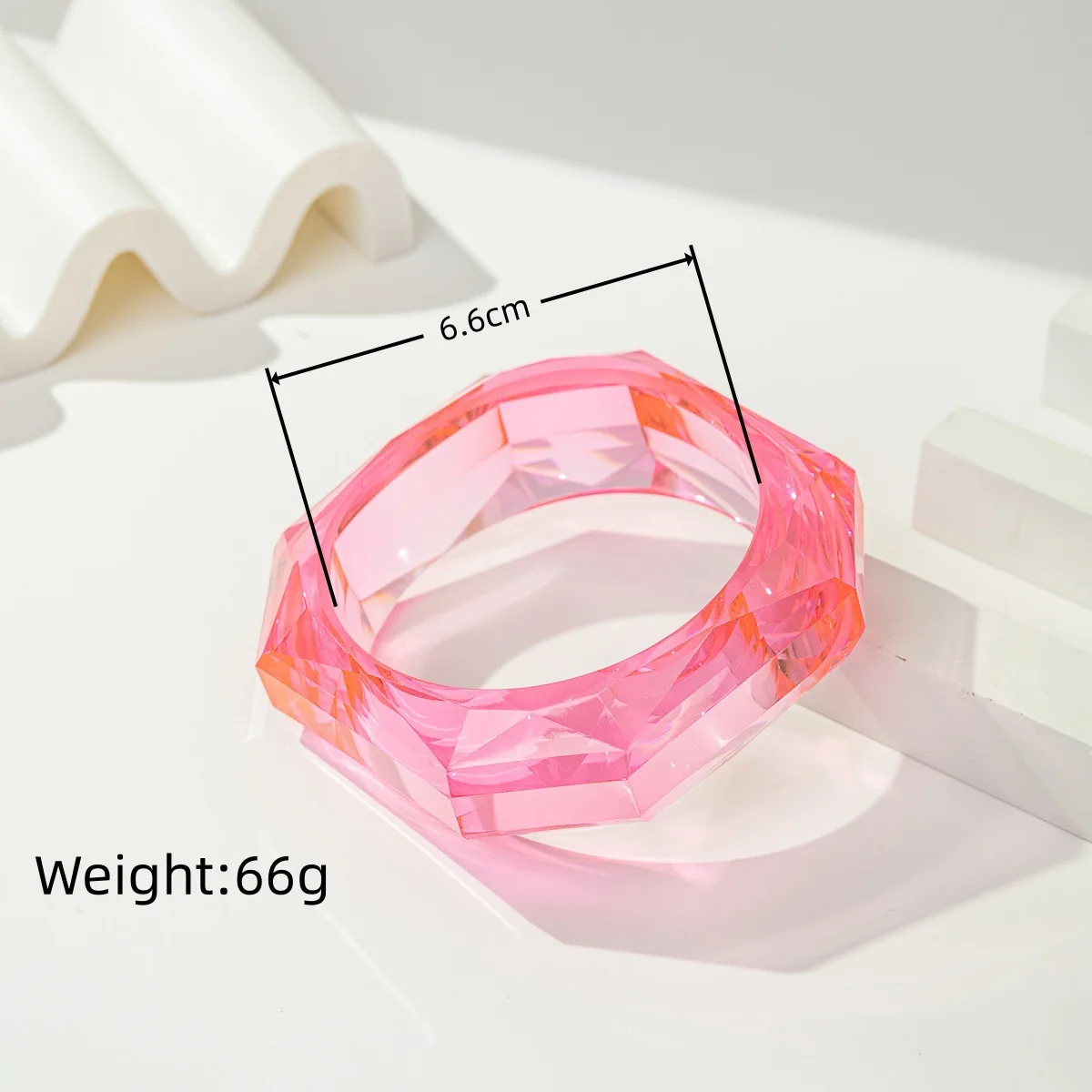 Luxury Asymmetric Cutting Geometry Transparent Colorful Resin Acrylic Bangles For Women Bracelets Charm Thick Simple Jewelry