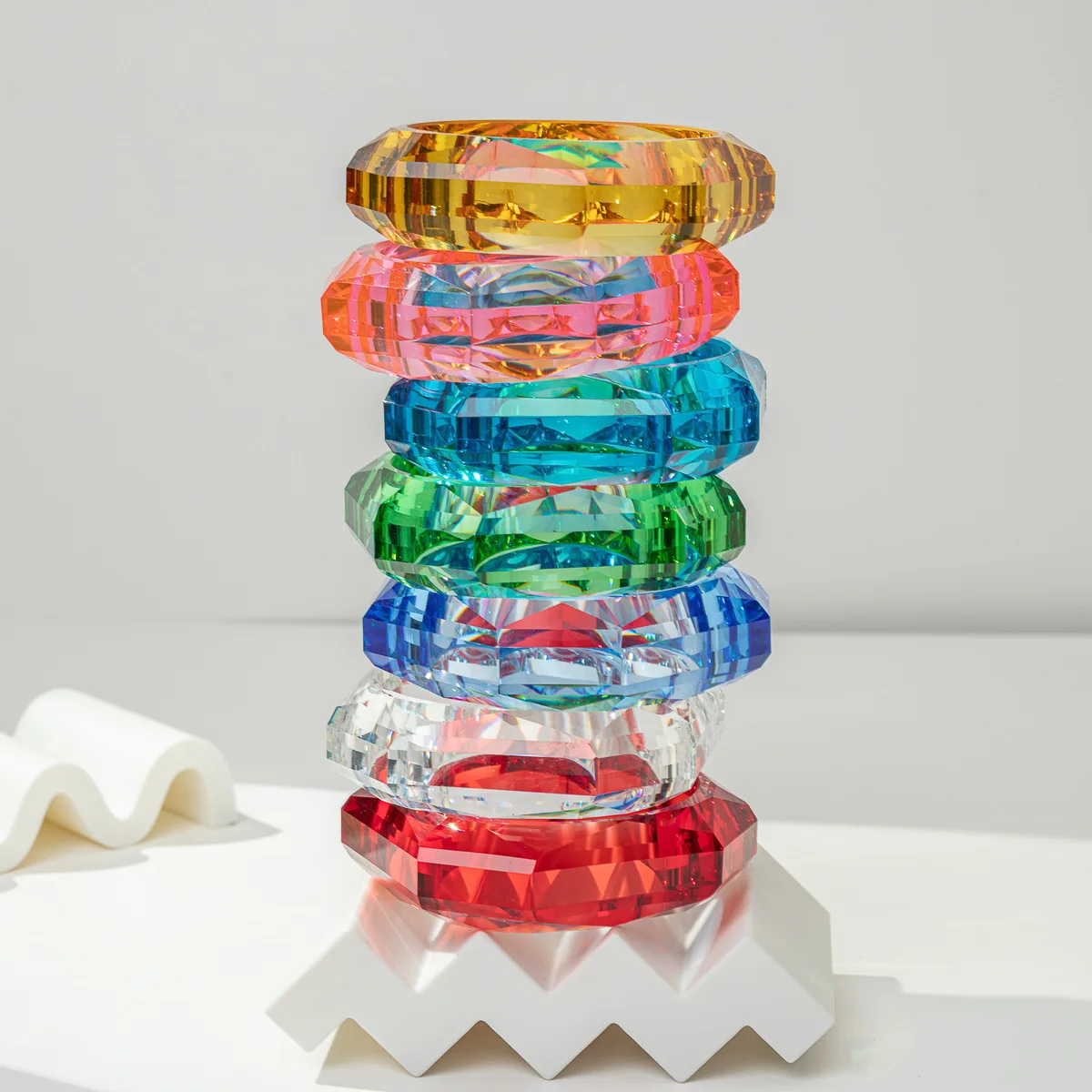 Luxury Asymmetric Cutting Geometry Transparent Colorful Resin Acrylic Bangles For Women Bracelets Charm Thick Simple Jewelry