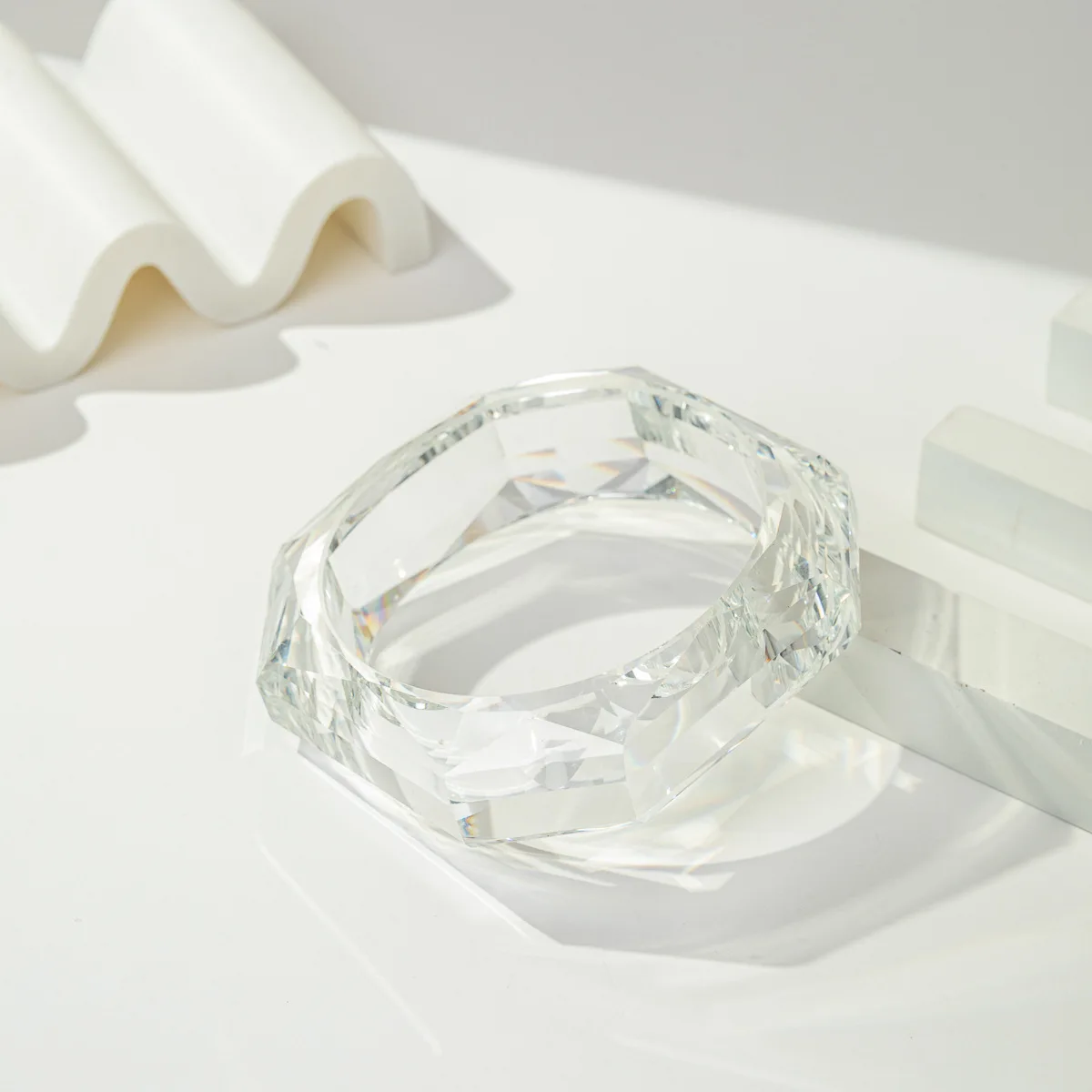 Luxury Asymmetric Cutting Geometry Transparent Colorful Resin Acrylic Bangles For Women Bracelets Charm Thick Simple Jewelry
