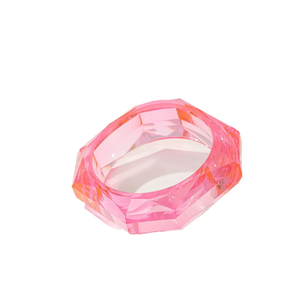 Luxury Asymmetric Cutting Geometry Transparent Colorful Resin Acrylic Bangles For Women Bracelets Charm Thick Simple Jewelry