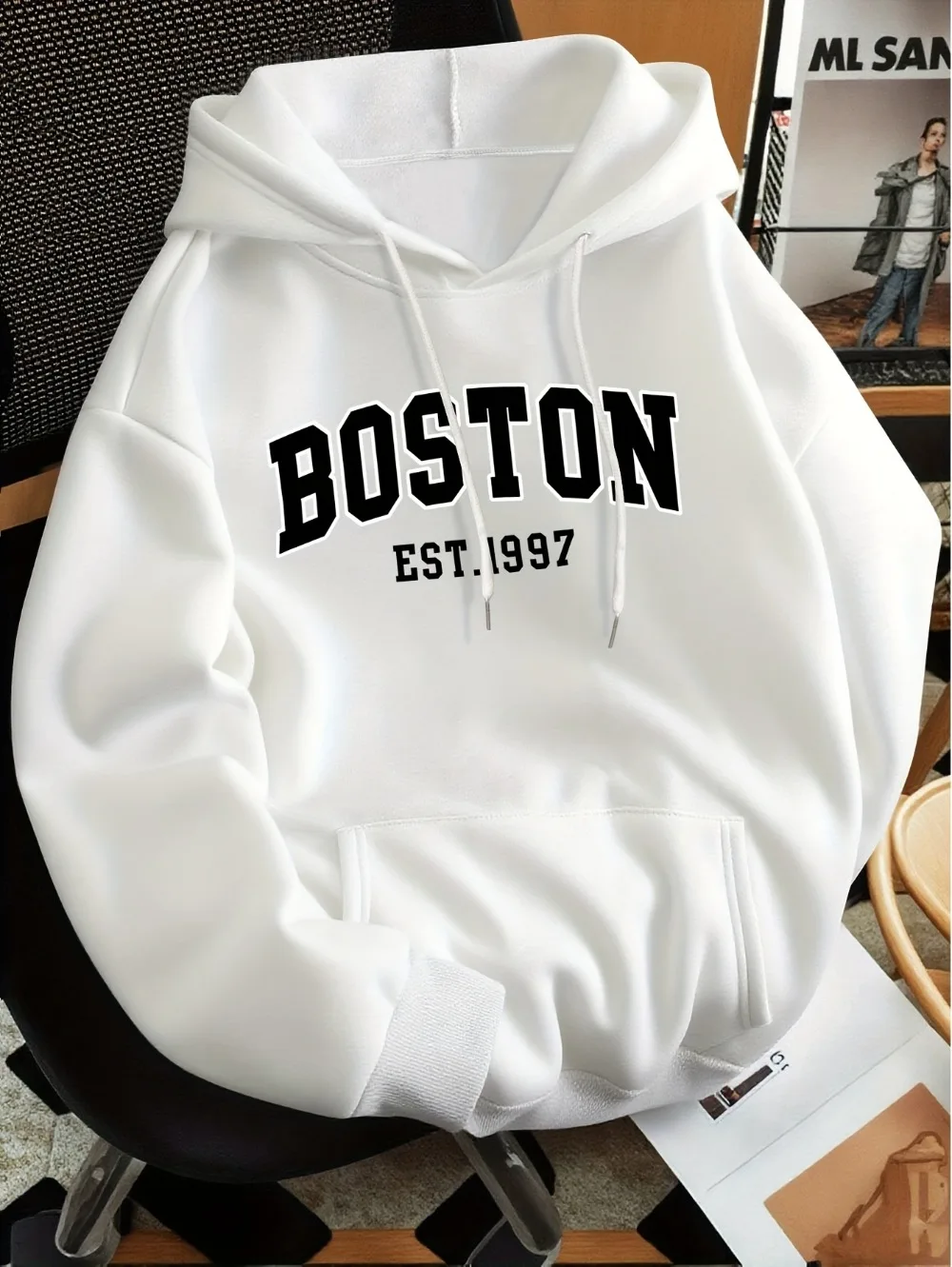 Men's Women's Boston Letter Print Fashion Hooded Sweatshirt Regular Fit Fashion Casual HipHop Sweatshirt Harajuku Unisex 