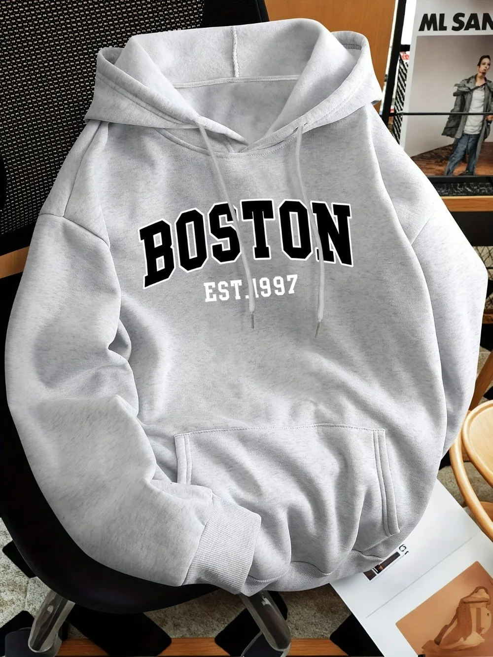 Men's Women's Boston Letter Print Fashion Hooded Sweatshirt Regular Fit Fashion Casual HipHop Sweatshirt Harajuku Unisex 