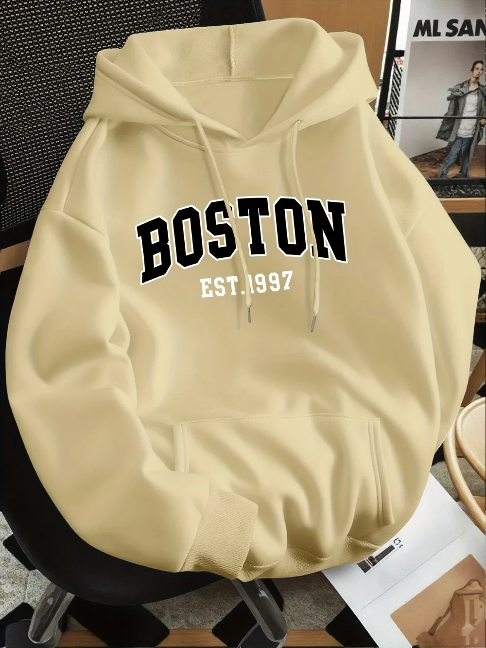 Men's Women's Boston Letter Print Fashion Hooded Sweatshirt Regular Fit Fashion Casual HipHop Sweatshirt Harajuku Unisex 