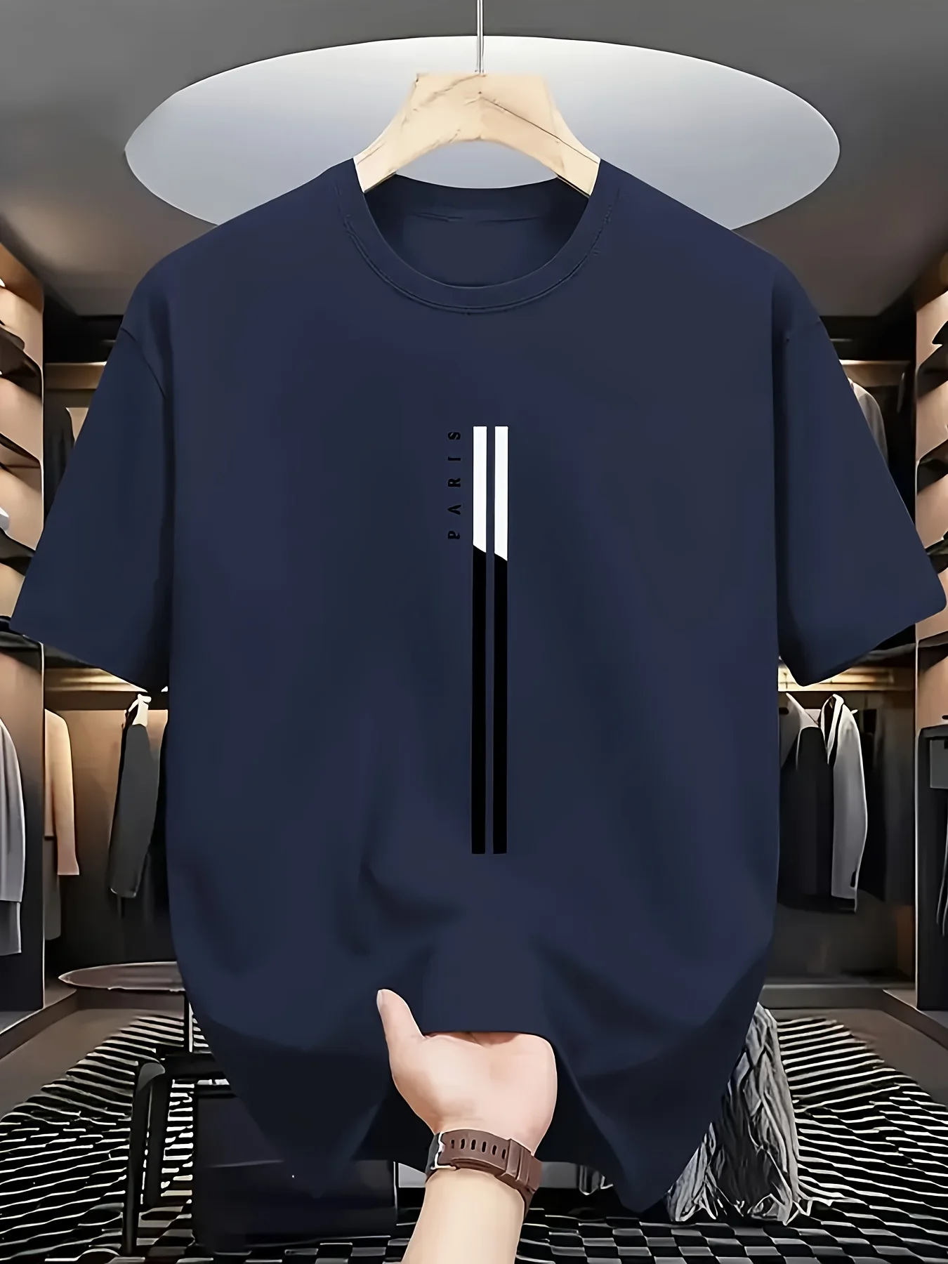 Herren Minimalistisches Schwarzes T-Shirt – Weiches Polyester Crewneck Shirt, Atmungsaktives Alltags- und Business-Outfit – Masc