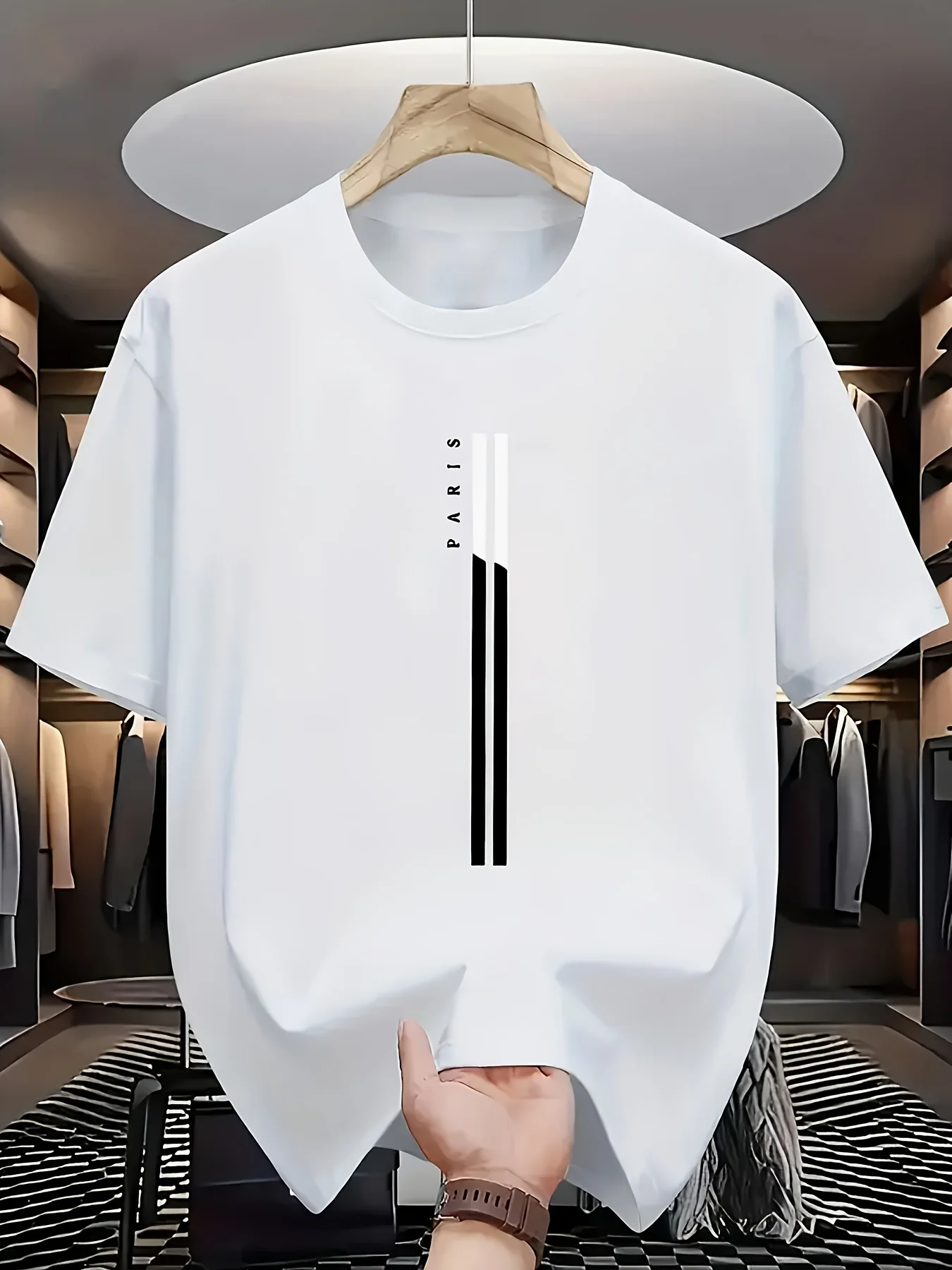 Herren Minimalistisches Schwarzes T-Shirt – Weiches Polyester Crewneck Shirt, Atmungsaktives Alltags- und Business-Outfit – Masc