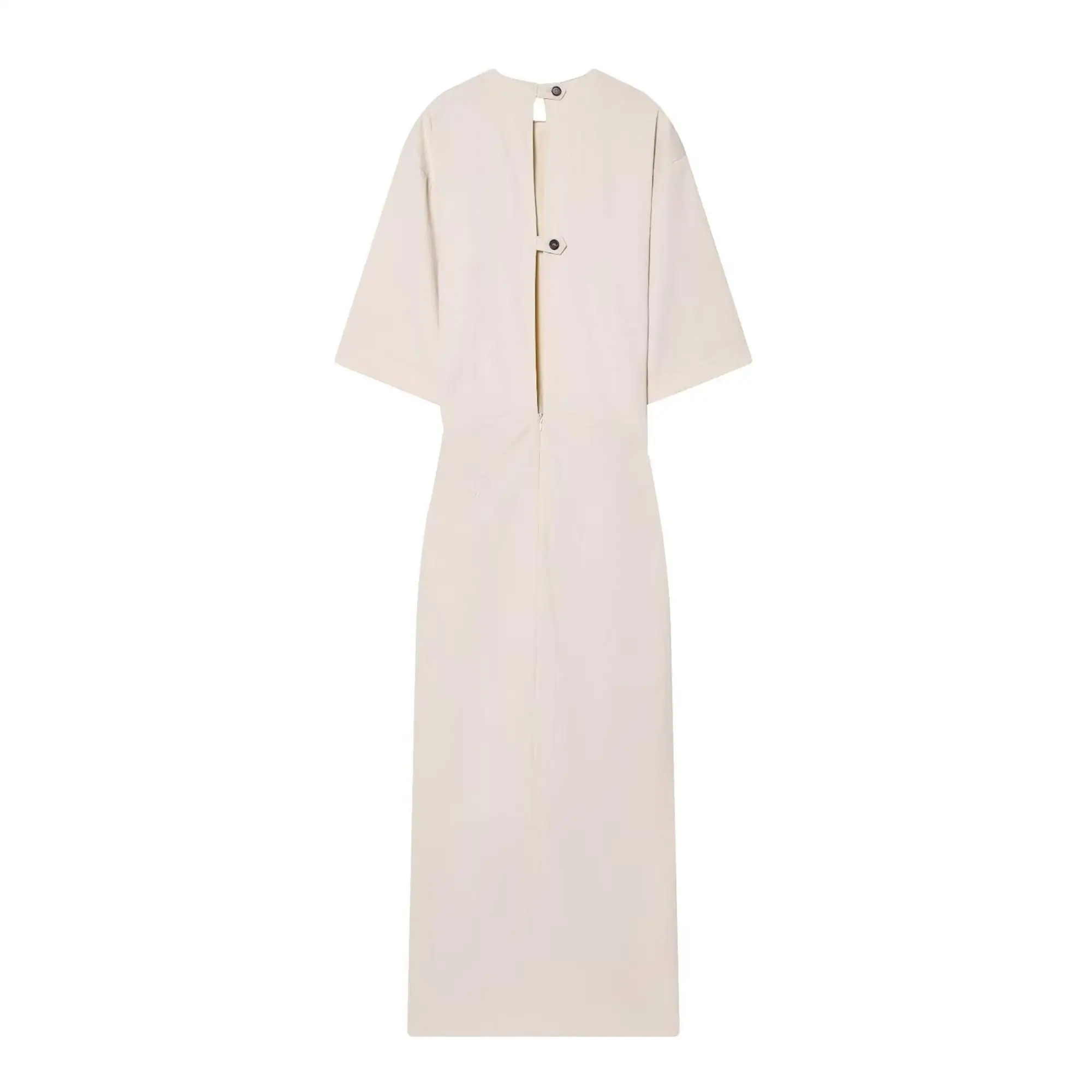 TFMLN Summer Women Midi Dress New Fashion O Neck Pleated Short Sleeve Waist Dress Casual Sexy Solid Elegant Dress Chic Outfit