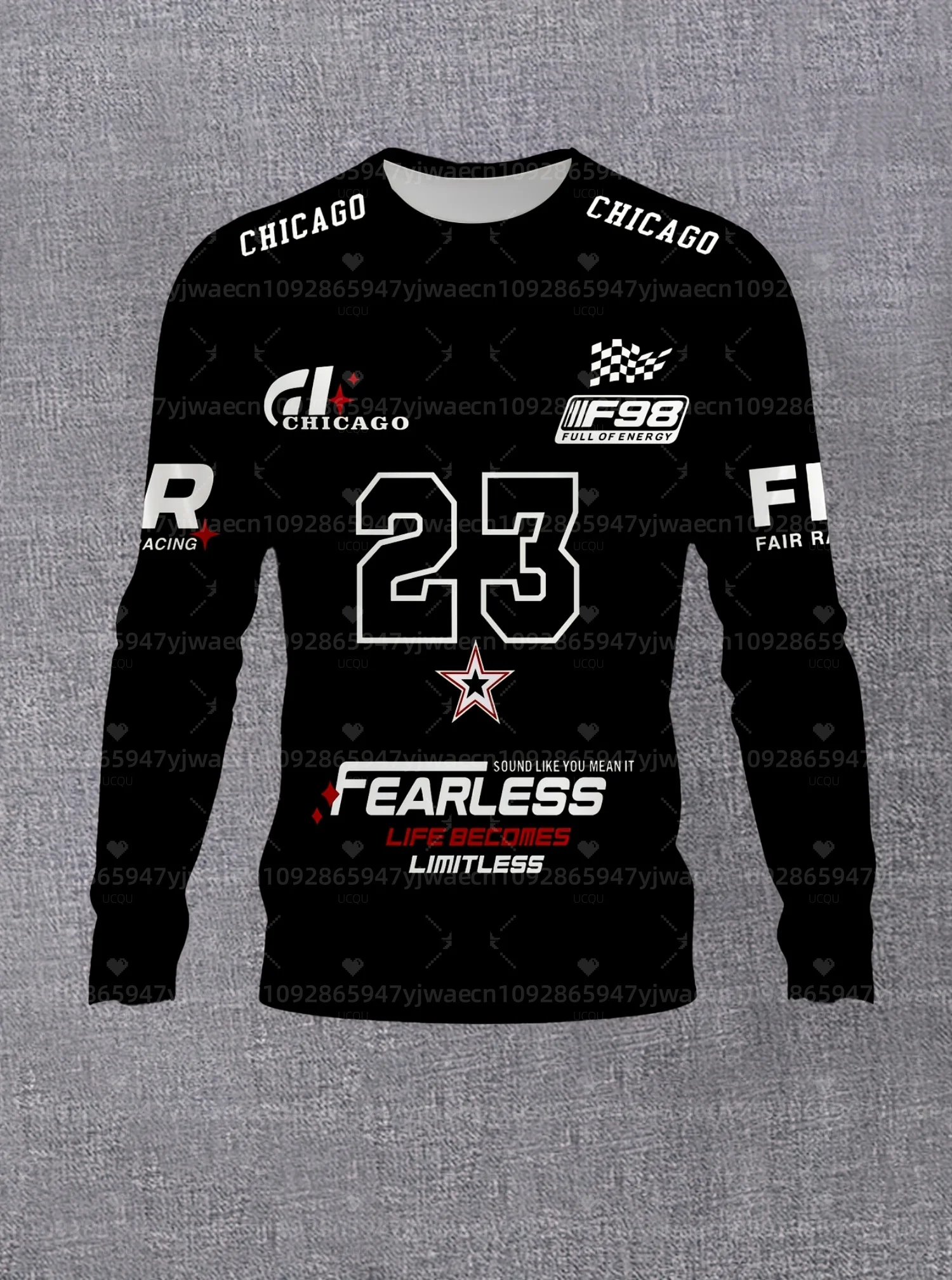 2026 Summer Mens Long Sleeve T Shirt A Racing Fan Theme Chicago 23 Print Men Women Unisex Sweatshirt Tops Pullover Hoodies