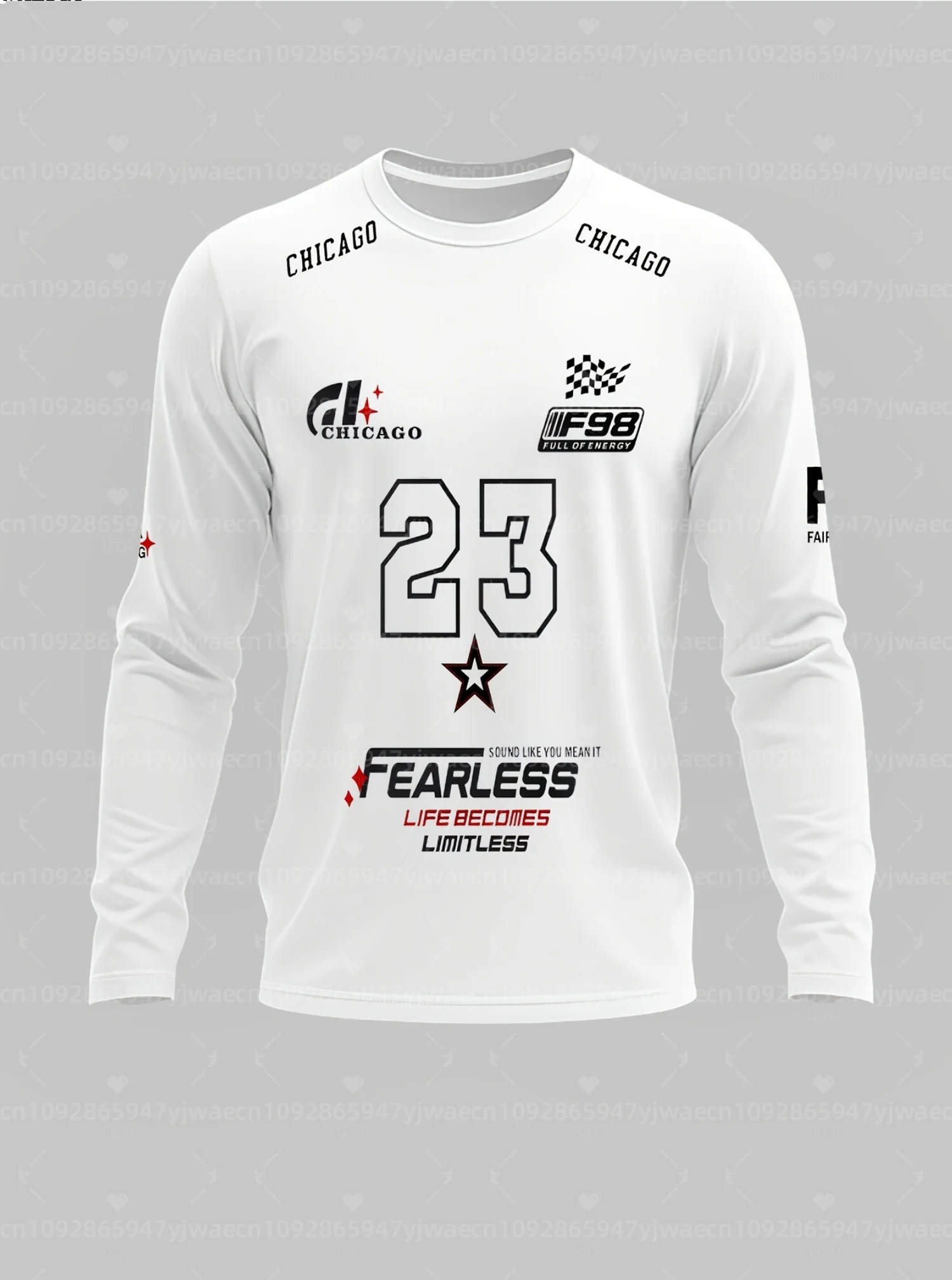 2026 Summer Mens Long Sleeve T Shirt A Racing Fan Theme Chicago 23 Print Men Women Unisex Sweatshirt Tops Pullover Hoodies