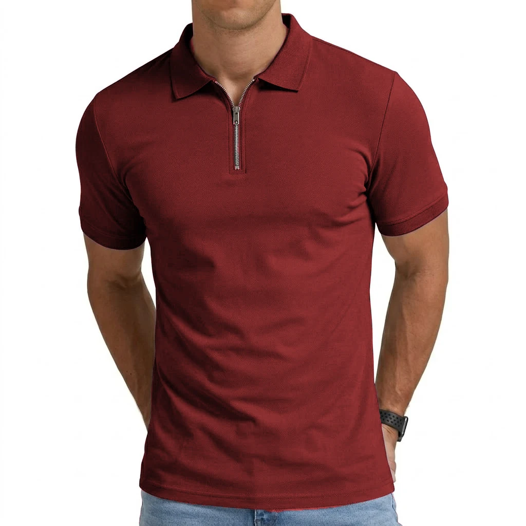 Summer Mens Short Sleeve T-shirts Casual Football Jersey Zip Shirts for Men Lightweight Luxury Polo Shirts for Work Athletic Gym