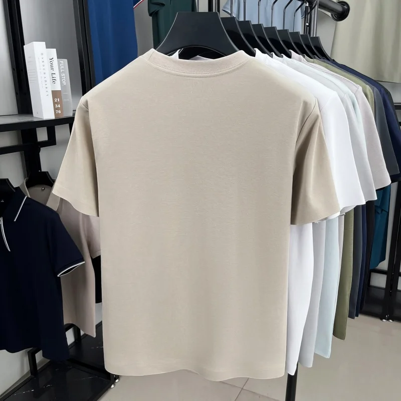 Luxury brand short sleeve round neck top men new fashion simple letter embossed casual summer ice silk cotton breathable T-shirt