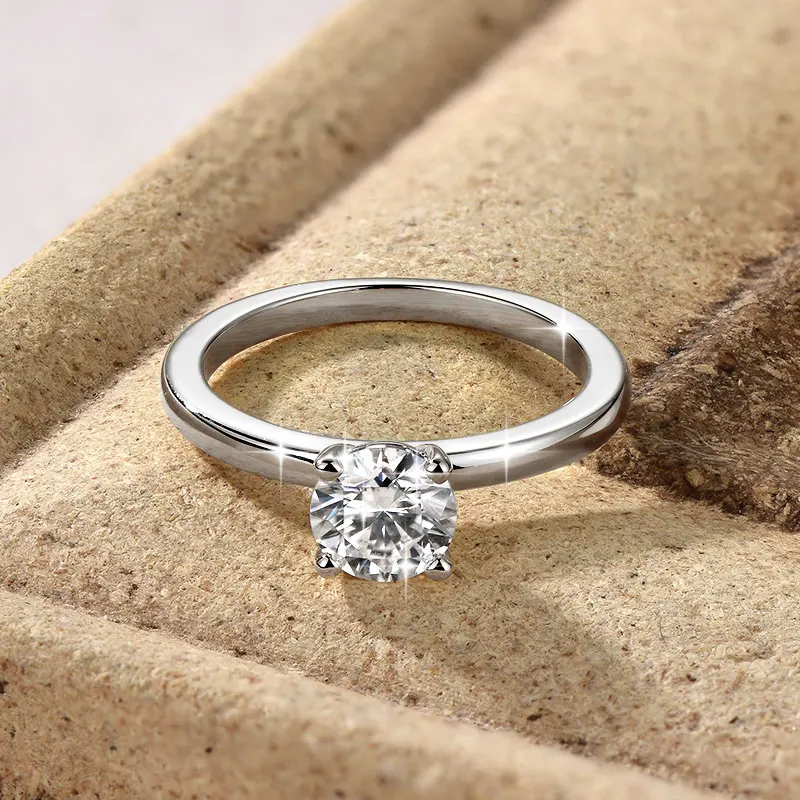 IOGOU Solitaire 1.0CT 6.5MM D Moissanite Diamond Rings 14K Gold Filled Classic Wedding Engagement Promise Ring for Women Jewelry