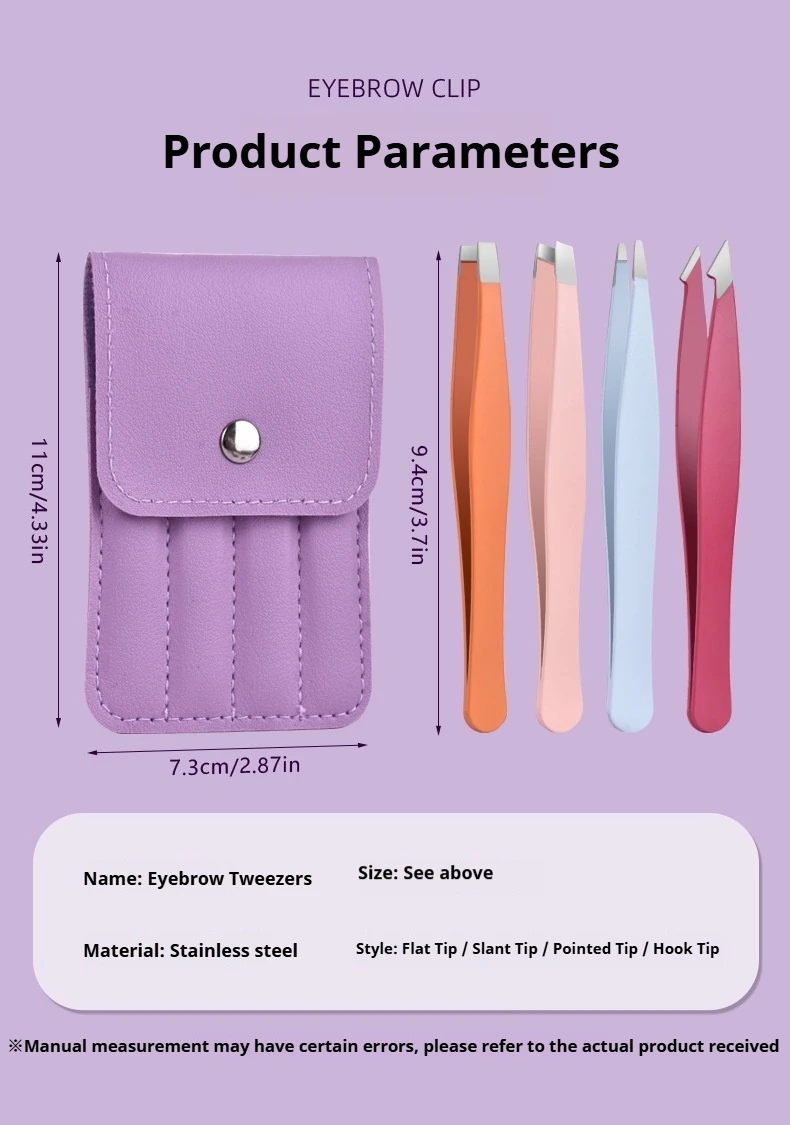Tweezers Set 3-4pcs Premium Stainless Steel Eyebrow Precision Sharp Tip Tweezers for Body Ingrown and Facial Hair Removal