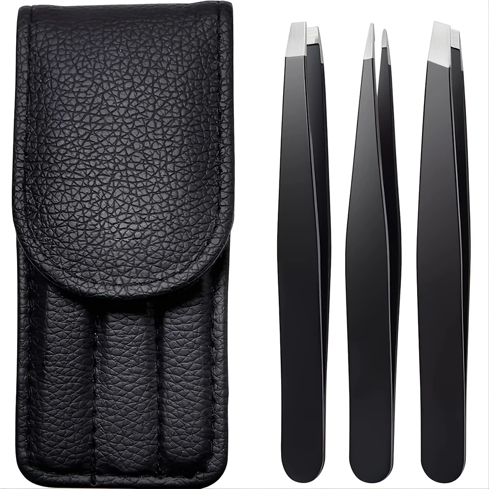 Tweezers Set 3-4pcs Premium Stainless Steel Eyebrow Precision Sharp Tip Tweezers for Body Ingrown and Facial Hair Removal