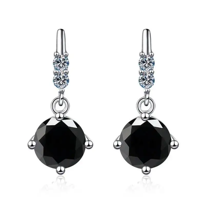 1Carat 2CT Round Moissanite Earrings For Women 925 Sterling Silver Ear-Drops Luxury Fine Jewelry Pass Diamond Tester