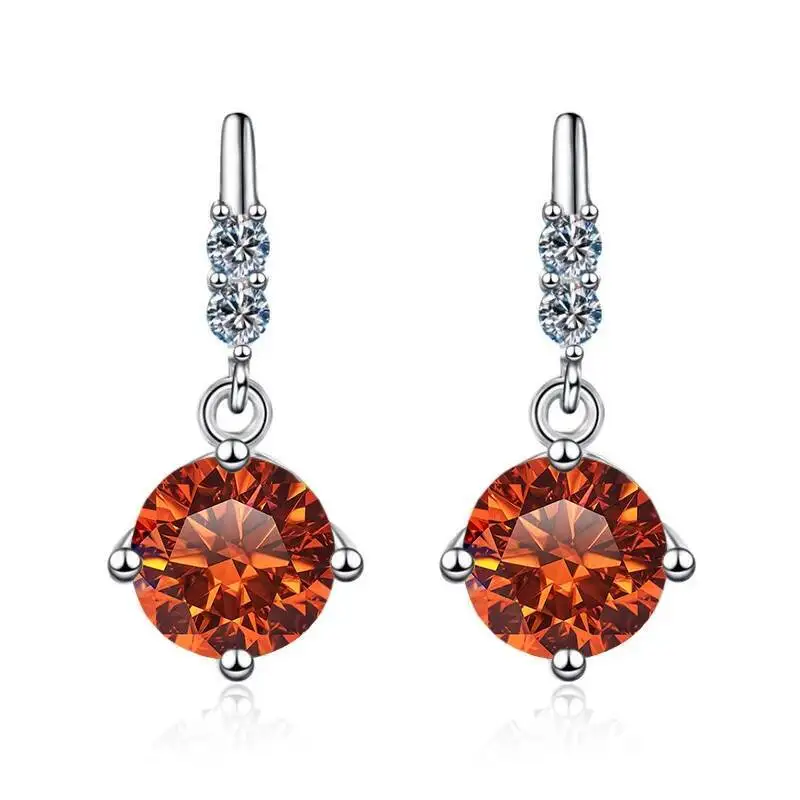 1Carat 2CT Round Moissanite Earrings For Women 925 Sterling Silver Ear-Drops Luxury Fine Jewelry Pass Diamond Tester