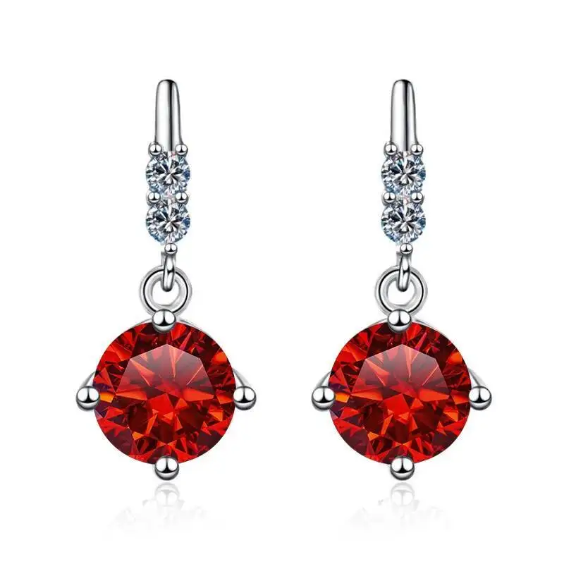 1Carat 2CT Round Moissanite Earrings For Women 925 Sterling Silver Ear-Drops Luxury Fine Jewelry Pass Diamond Tester