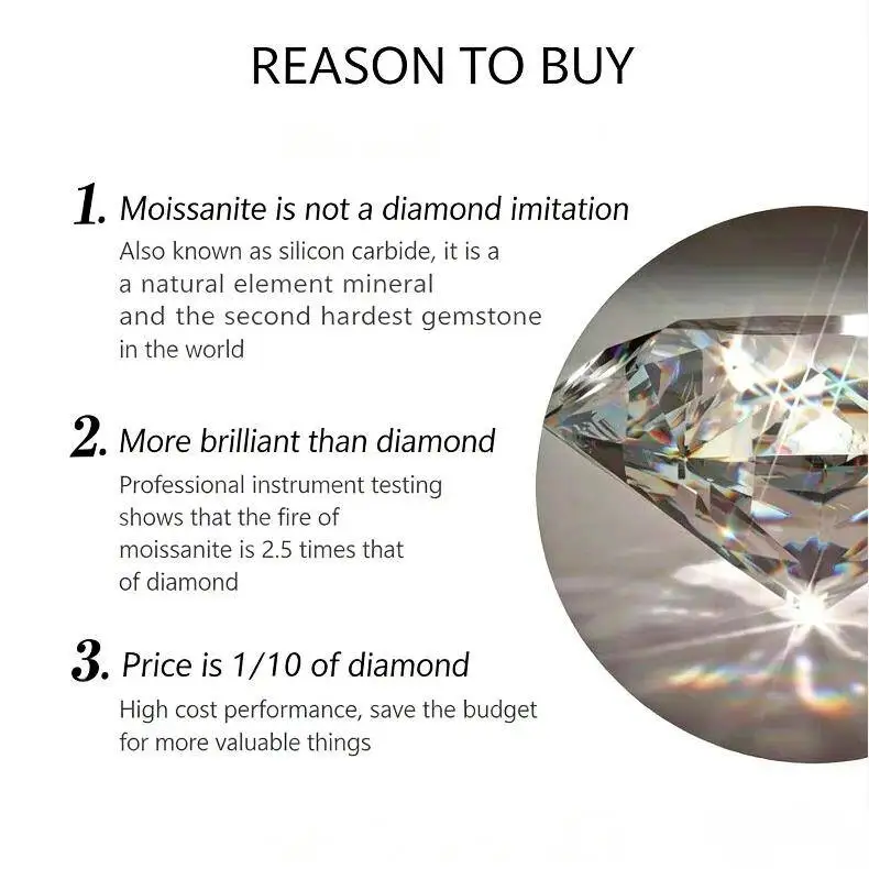 1Carat 2CT Round Moissanite Earrings For Women 925 Sterling Silver Ear-Drops Luxury Fine Jewelry Pass Diamond Tester