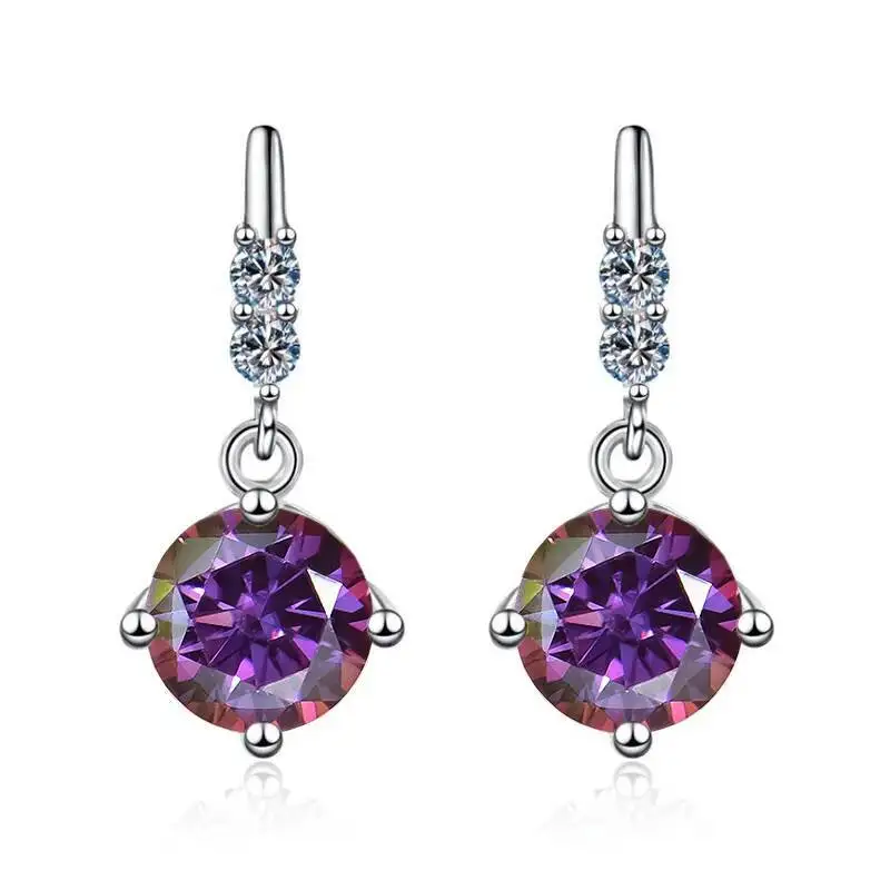1Carat 2CT Round Moissanite Earrings For Women 925 Sterling Silver Ear-Drops Luxury Fine Jewelry Pass Diamond Tester
